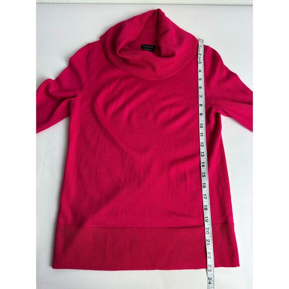 Talbots Size Small Merino Wool Soft Cowl Neck Sweater Hot Pink Button Cuffs - Picture 7 of 9